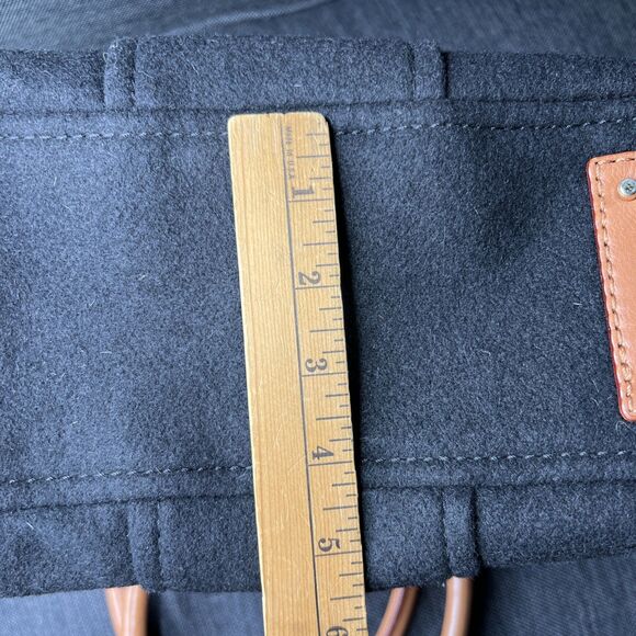 KATE SPADE Purse Quinn Whistler Black Wool Felt Tan Leather Satchel Tote Bag - Picture 6 of 8